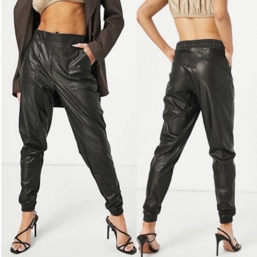 Spanx Leather Like Joggers Black S Tummy Control Pull On Pants - Picture 15 of 16